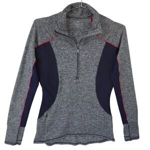 Athleta Running Wild Pullover Womens XS Gray Heather Colorblock Half Zip Jogging